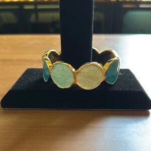 Gold and Blue Geometric Gemstone Bracelet